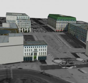 巴黎广场高层建筑SU模型下载_sketchup草图大师SKP模型