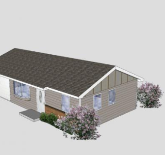 牧场式住宅房子SU模型下载_sketchup草图大师SKP模型