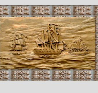 航海船舰木浮雕装饰挂画SU模型下载_sketchup草图大师SKP模型