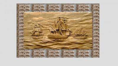 航海船舰木浮雕装饰挂画SU模型下载_sketchup草图大师SKP模型