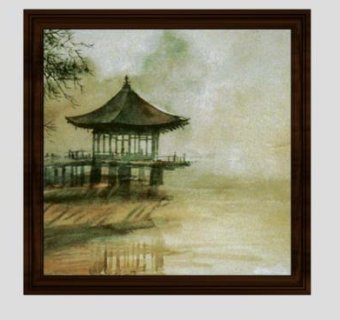 日本古代凉亭绘画装饰SU模型下载_sketchup草图大师SKP模型