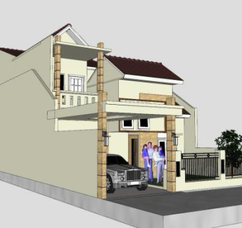 巴伦西亚花园房子SU模型下载_sketchup草图大师SKP模型