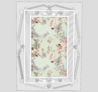 欧式风格相框花卉挂画SU模型下载_sketchup草图大师SKP模型
