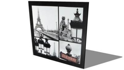 巴黎风景黑白色摄影挂画SU模型下载_sketchup草图大师SKP模型