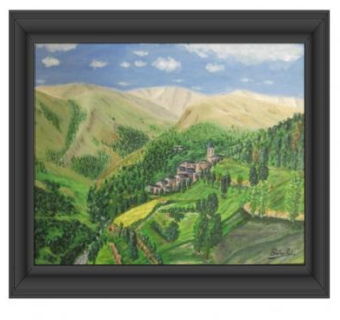 山谷油画裱框挂画SU模型下载_sketchup草图大师SKP模型