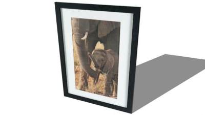 大象母子摄影相框SU模型下载_sketchup草图大师SKP模型