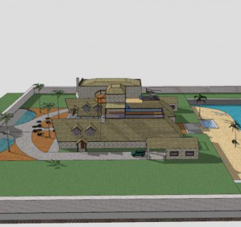 大海滩大厦建筑SU模型下载_sketchup草图大师SKP模型