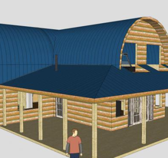 简约小木屋建筑SU模型下载_sketchup草图大师SKP模型