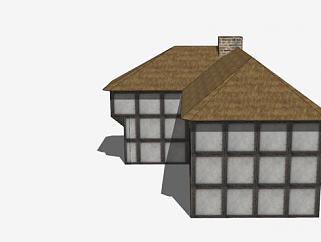 中世纪大房子建筑SU模型下载_sketchup草图大师SKP模型