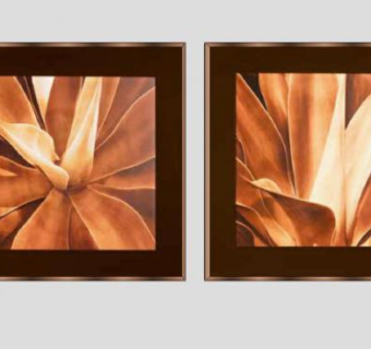 简约花卉花纹双联挂画SU模型下载_sketchup草图大师SKP模型