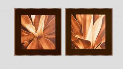 简约花卉花纹双联挂画SU模型下载_sketchup草图大师SKP模型