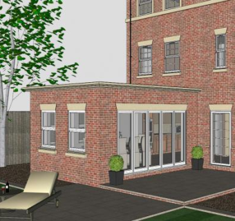 现代房子红砖建筑SU模型下载_sketchup草图大师SKP模型
