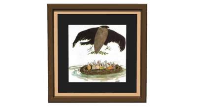 鸟妈妈和鸟宝宝卡通挂画SU模型下载_sketchup草图大师SKP模型