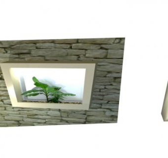 景墙嵌墙式玻璃框盆栽植物SU模型下载_sketchup草图大师SKP模型