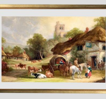 老英格兰人物建筑风景油画挂画SU模型下载_sketchup草图大师SKP模型