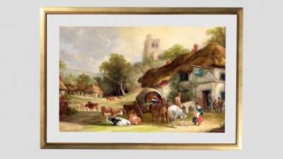 老英格兰人物建筑风景油画挂画SU模型下载_sketchup草图大师SKP模型