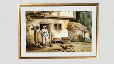 汉普郡复古油画作品挂画SU模型下载_sketchup草图大师SKP模型