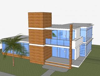 现代双层房子<em>住宅</em>SU模型下载_sketchup草图大师SKP模型