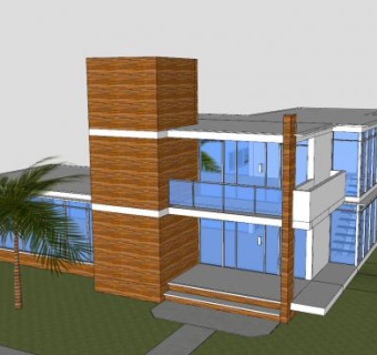 现代双层房子住宅SU模型下载_sketchup草图大师SKP模型