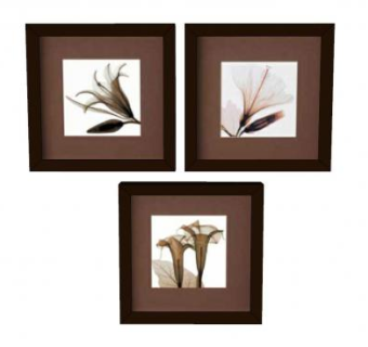 艺术画花室内三联挂画SU模型下载_sketchup草图大师SKP模型