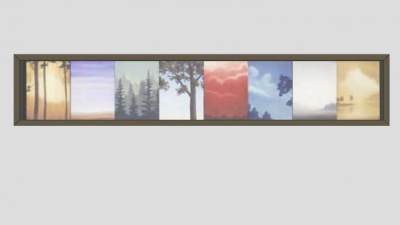 彩色天空并联相框挂画SU模型下载_sketchup草图大师SKP模型