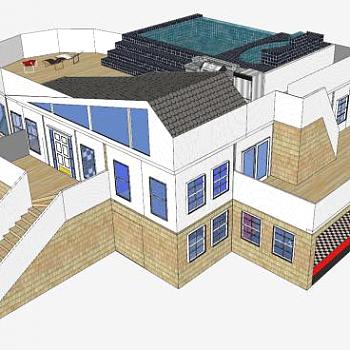 当代<em>大厦</em>房子建筑SU模型下载_sketchup草图大师SKP模型