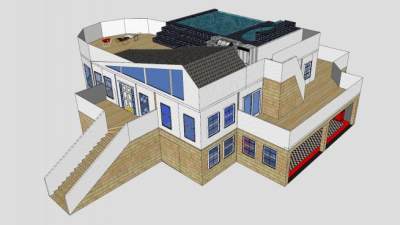 当代大厦房子建筑SU模型下载_sketchup草图大师SKP模型