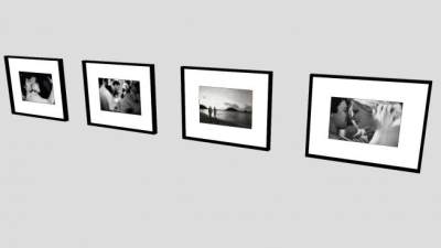 现代简约黑白照相框SU模型下载_sketchup草图大师SKP模型