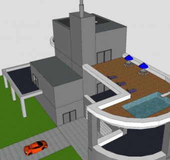 现代大厦多层建筑SU模型下载_sketchup草图大师SKP模型