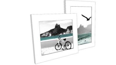 现代简约海滩风景照相框SU模型下载_sketchup草图大师SKP模型