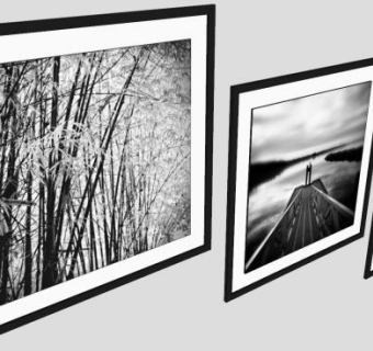 黑白照现代风景摄影相框SU模型下载_sketchup草图大师SKP模型