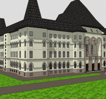 布加勒斯特市政厅建筑SU模型下载_sketchup草图大师SKP模型