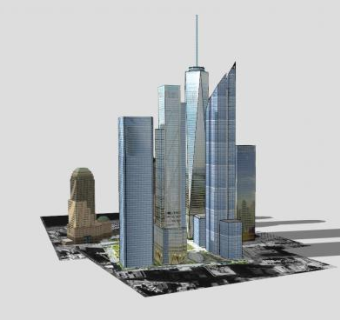 世界金融中心建筑SU模型下载_sketchup草图大师SKP模型