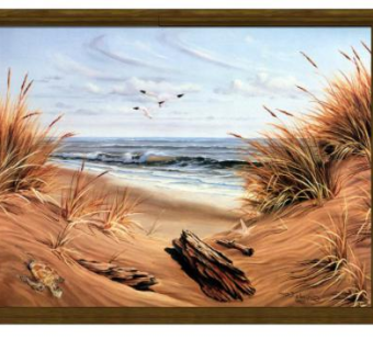 沙滩海鸥风景绘画挂画SU模型下载_sketchup草图大师SKP模型