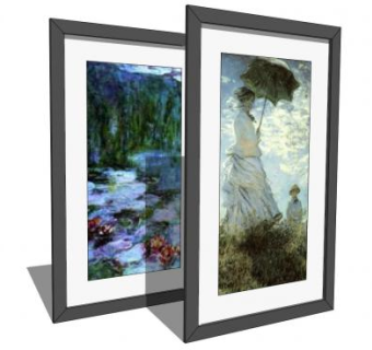 印象派莫奈艺术油画挂画SU模型下载_sketchup草图大师SKP模型