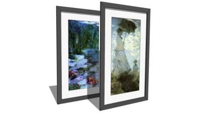 印象派莫奈艺术油画挂画SU模型下载_sketchup草图大师SKP模型