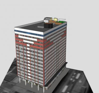累西腓广场酒店建筑SU模型下载_sketchup草图大师SKP模型