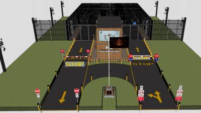 停车场建筑入口SU模型下载_sketchup草图大师SKP模型