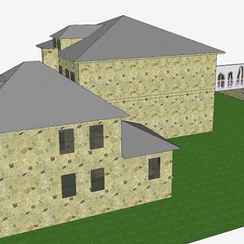 豪华别墅大房子建筑SU模型下载_sketchup草图大师SKP模型