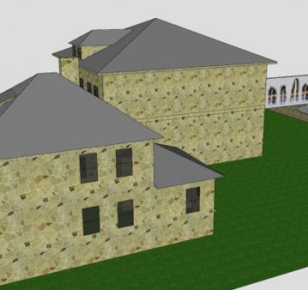 豪华别墅大房子建筑SU模型下载_sketchup草图大师SKP模型