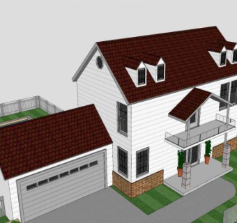 殖民房子建筑SU模型下载_sketchup草图大师SKP模型