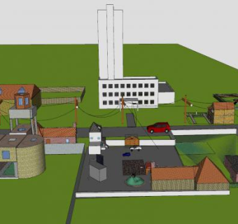 现代小镇房子建筑SU模型下载_sketchup草图大师SKP模型