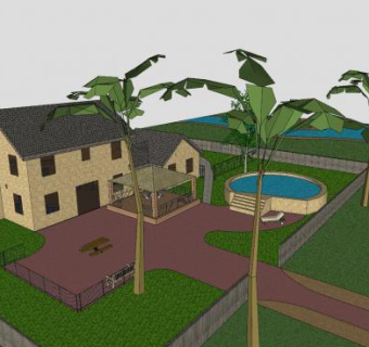 现代别墅海滩建筑SU模型下载_sketchup草图大师SKP模型