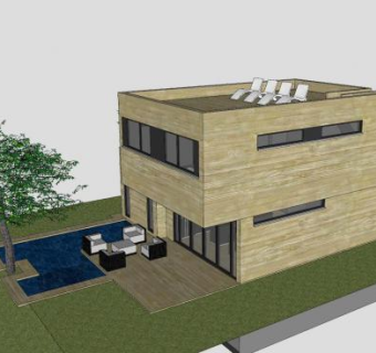 简约风格住宅SU模型下载_sketchup草图大师SKP模型