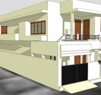 现代白色住宅房子SU模型下载_sketchup草图大师SKP模型