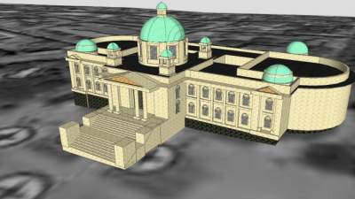 现代法案国民建筑SU模型下载_sketchup草图大师SKP模型