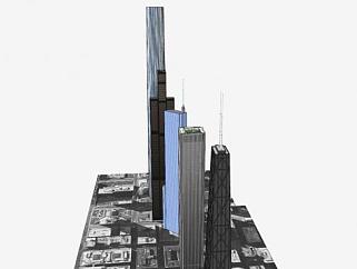 芝加哥城市建筑SU模型下载_sketchup草图大师SKP模型