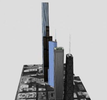 芝加哥城市建筑SU模型下载_sketchup草图大师SKP模型