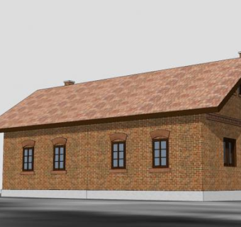 半独立式工人房建筑SU模型下载_sketchup草图大师SKP模型