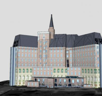 贝斯堡酒店外观建筑SU模型下载_sketchup草图大师SKP模型